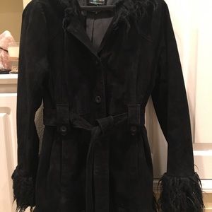 Heritage 1981 black hooded shearling coat